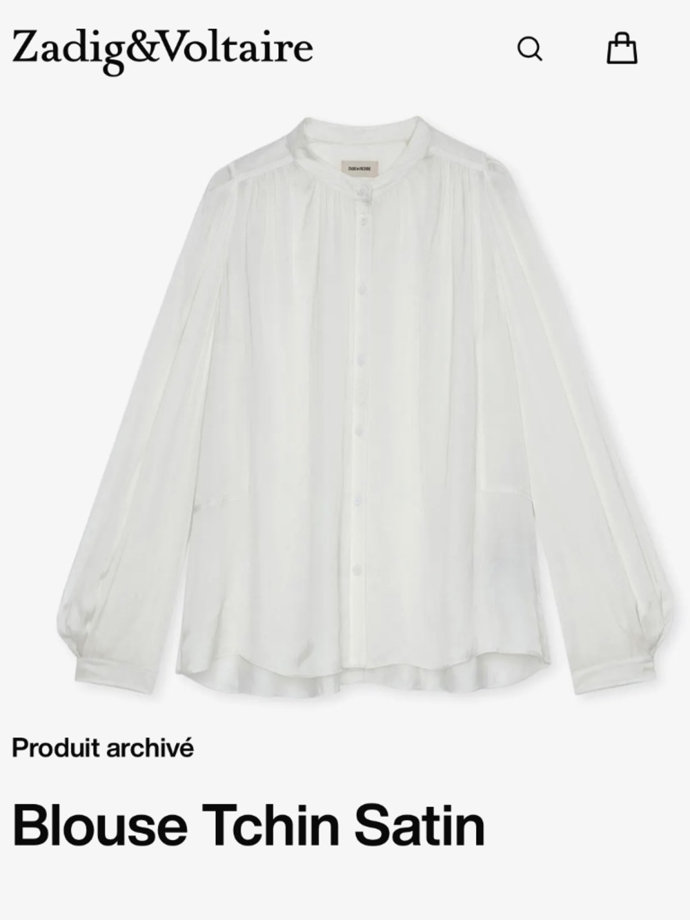 Zadig & Voltaire Tchon Shirt Satin NWT